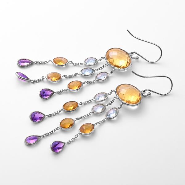 Boucles d'oreilles citrine, topaze argent Niagara